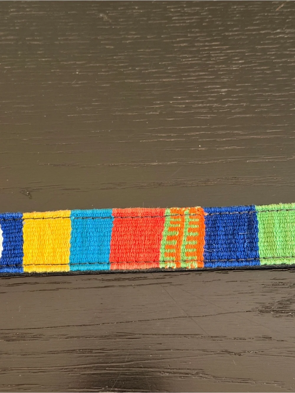 Vtg Colorful Brazilian Woven Embroidered & Leather Striped Boho Belt Women S